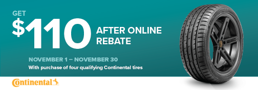 Continental 4 Tire, $110 Visa Prepaid Card -  11/1/2024 through 11/30/2024 rebate